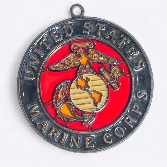United States Marine Corps Flat Stained Glass Suncatcher Ornament Militariana - Picture 2 of 5